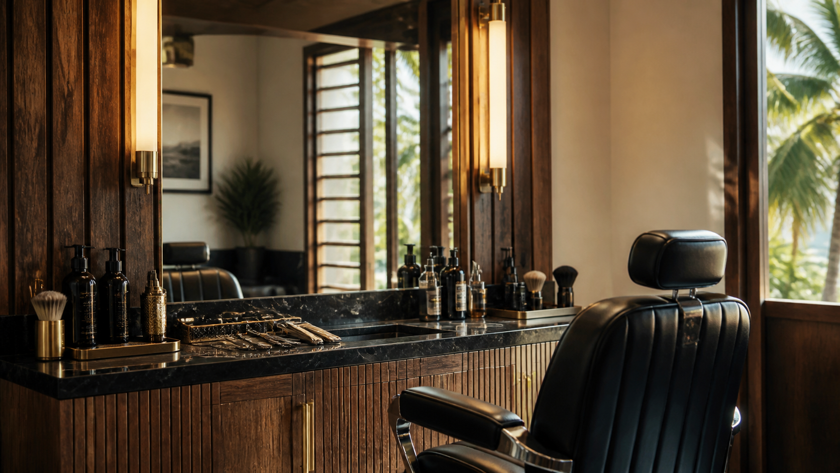 Premium barber station prepared for a professional haircut in Hanover Jamaica